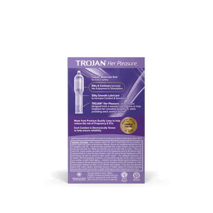 TROJAN HER PLEASURE LUBRICATED LATEX CONDOMS 3ct-18ct